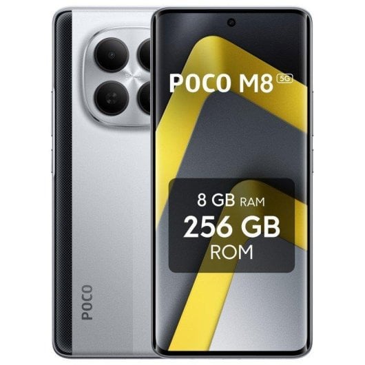 POCO M8 5G 8GB 256GB 6.77" AMOLED 120Hz 5G Dual SIM Carga Rápida 45W NFC IP65 HyperOS 2 Plata