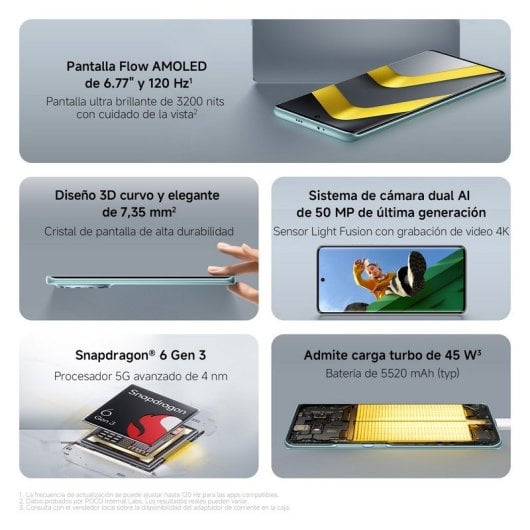 POCO M8 5G 8GB 256GB 6.77" AMOLED 120Hz 5G Dual SIM Carga Rápida 45W NFC IP65 HyperOS 2 Negro