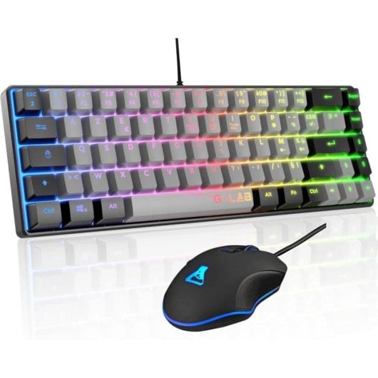 Tastatur The G-Lab Combo Hydrogen 65 Prozent Kabel QWERTY RGB Grau Schwarz Gaming-Set