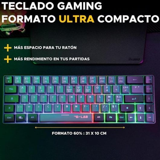 Tastatur The G-Lab Combo Hydrogen 65 Prozent Kabel QWERTY RGB Grau Schwarz Gaming-Set
