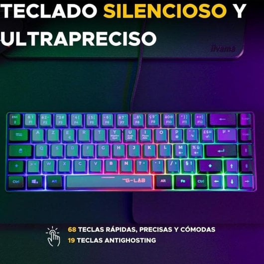 Tastatur The G-Lab Combo Hydrogen 65 Prozent Kabel QWERTY RGB Grau Schwarz Gaming-Set