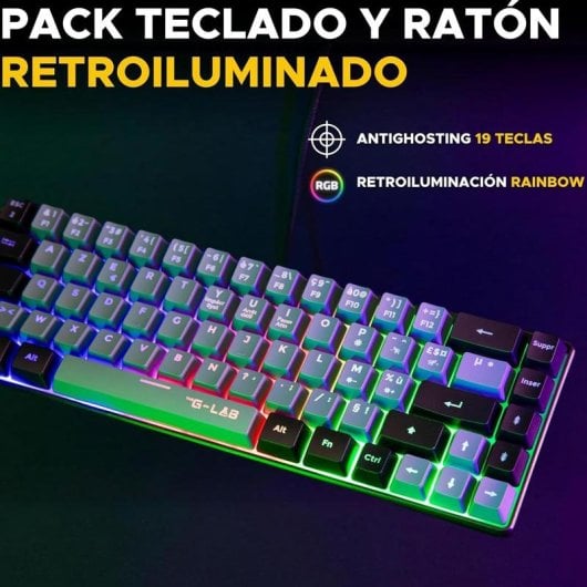 Tastatur The G-Lab Combo Hydrogen 65 Prozent Kabel QWERTY RGB Grau Schwarz Gaming-Set