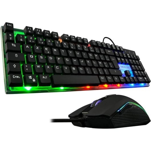 Tastatur The G-Lab Combo Hydrogen 65 Prozent Kabel QWERTY RGB Grau Schwarz Gaming-Set