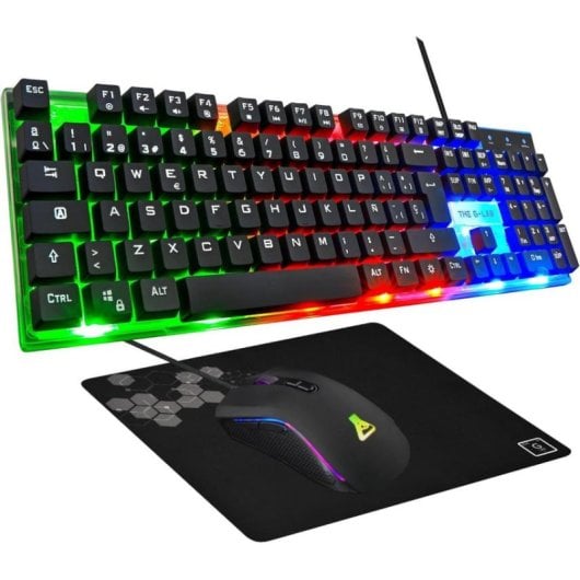 Tastatur The G-Lab Combo Yttrium Membran Layout QWERTY mit Maus und Mauspad Gaming-Set