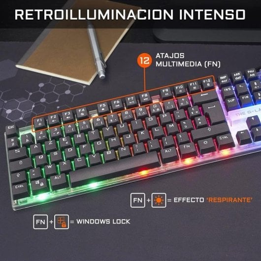 Tastatur The G-Lab Combo Yttrium Membran Layout QWERTY mit Maus und Mauspad Gaming-Set