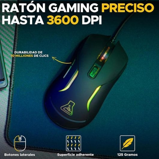 Pack gaming The G-Lab Combo Sulfur QWERTY de membrana español con ratón, auriculares y alfombrilla RGB