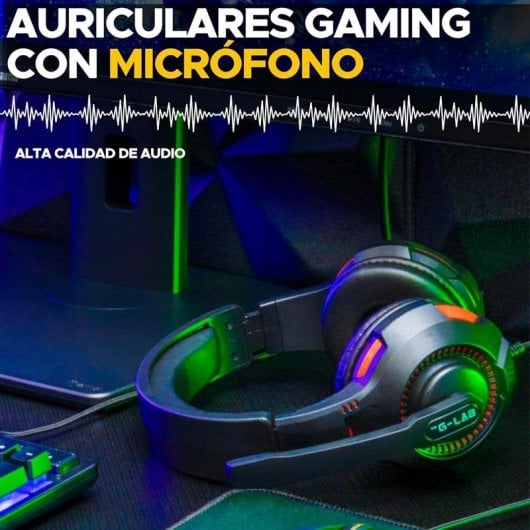 Pack gaming The G-Lab Combo Sulfur QWERTY de membrana español con ratón, auriculares y alfombrilla RGB