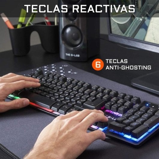 Pack gaming The G-Lab Combo Sulfur QWERTY de membrana español con ratón, auriculares y alfombrilla RGB