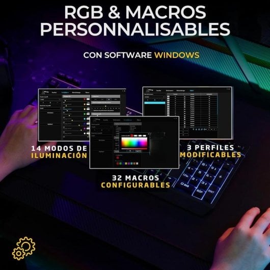 Teclado The G-Lab Combo Tungsten EX de membrana Layout Español triple conexión con retroiluminación RGB y ratón 6400 dpi