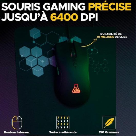 Teclado The G-Lab Combo Natrium membrane AZERTY RGB avec souris, casque et tapis