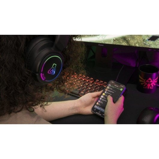Auriculares The G-Lab KORP IRIDIUM wireless 2,4 GHz + Bluetooth gaming RGB neri