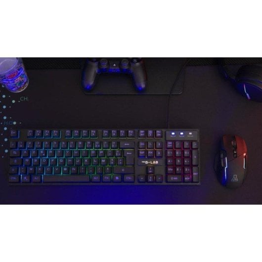 Tastatur The G-Lab KEYZ CAESIUM Membran Layout ES RGB Full-Size mit N-Key