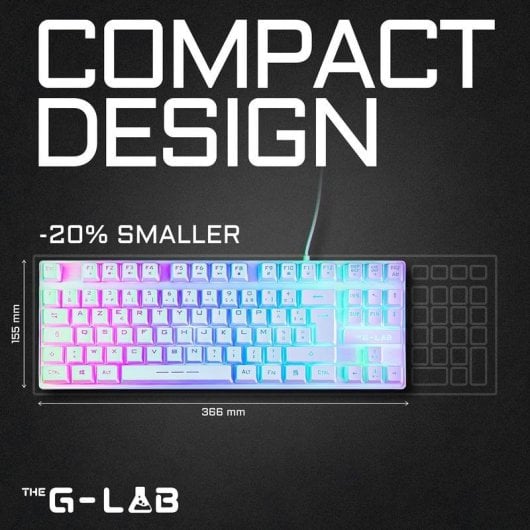 Tastatur The G-Lab Keyz Caesium TKL Membran QWERTY deutsch RGB kompaktes Design Weiss