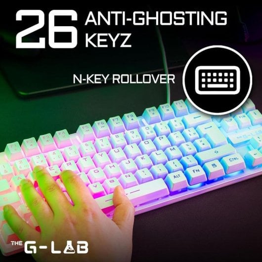 Tastatur The G-Lab Keyz Caesium TKL Membran QWERTY deutsch RGB kompaktes Design Weiss