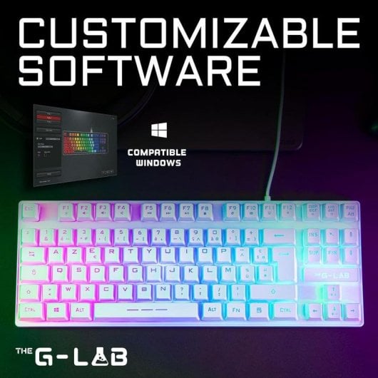 Tastatur The G-Lab Keyz Caesium TKL Membran QWERTY deutsch RGB kompaktes Design Weiss