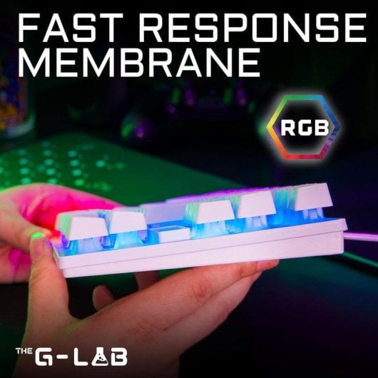 Tastatur The G-Lab Keyz Caesium TKL Membran QWERTY deutsch RGB kompaktes Design Weiss
