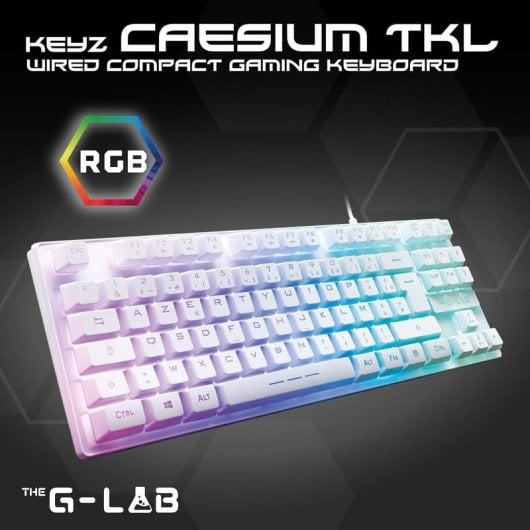 Tastatur The G-Lab Keyz Caesium TKL Membran QWERTY deutsch RGB kompaktes Design Weiss