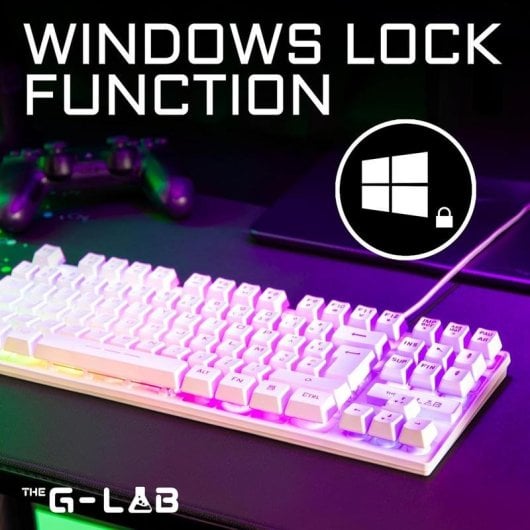 Tastatur The G-Lab Keyz Caesium TKL Membran QWERTY deutsch RGB kompaktes Design Weiss