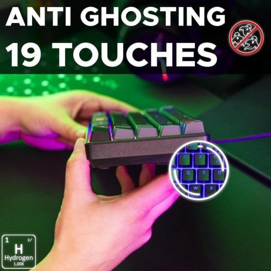 Tastatur The G-Lab Keyz Hydrogen 60% Membran Spanisches Layout RGB Beleuchtung