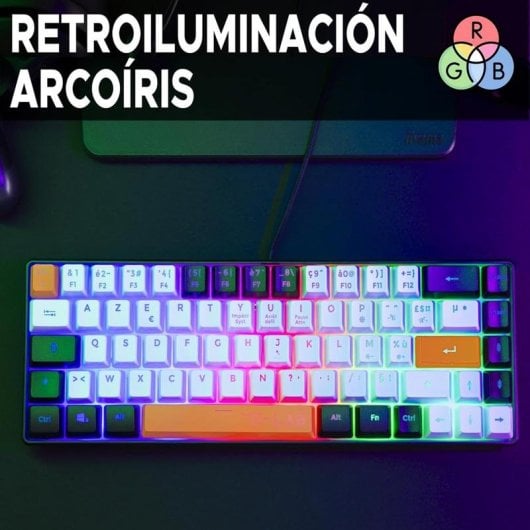 Teclado The G-Lab Keyz Hydrogen semi-membrane compact Layout ES retroéclairé RGB