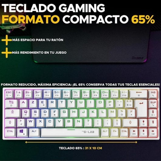 Teclado The G-Lab Keyz Titanium mécanique compact 65% espagnol RGB et macros