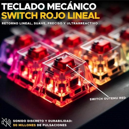 Teclado The G-Lab Keyz Titanium mécanique compact 65% espagnol RGB et macros