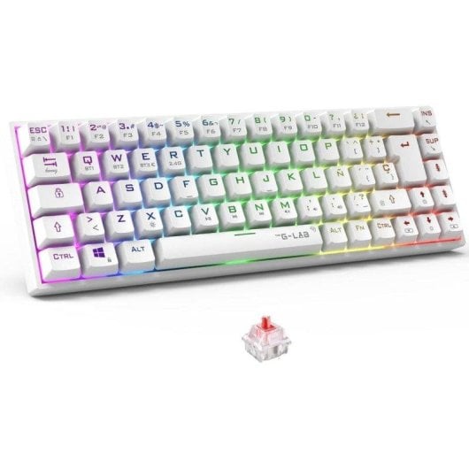 Teclado The G-Lab Keyz Titanium WL mechanisch 65 Prozent Deutsch Layout RGB Weiß