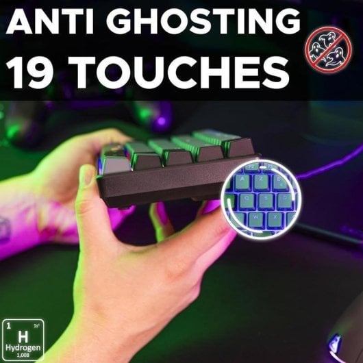 Clavier The G-Lab Keyz Hydrogen membrane compact 60% QWERTY ES rétroéclairé multicolore