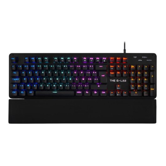 Teclado The G-Lab Keyz Carbon Evolution mecanico AZERTY frances con reposamunecas y RGB