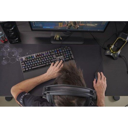 Teclado The G-Lab Keyz Carbon Evolution mecanico AZERTY frances con reposamunecas y RGB