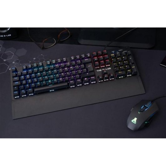 Teclado The G-Lab Keyz Carbon Evolution mecanico AZERTY frances con reposamunecas y RGB