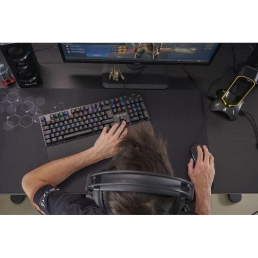 Teclado The G-Lab Keyz Carbon Evolution mecanico AZERTY frances con reposamunecas y RGB