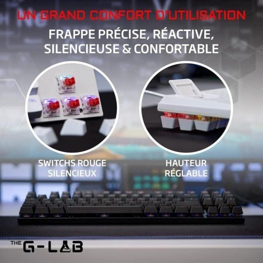 Clavier The G-Lab Mercury mecanique TKL layout FR avec switches Red et retroeclairage
