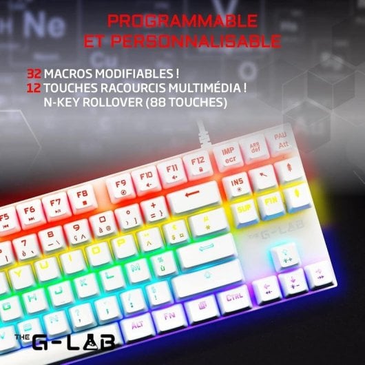 Clavier The G-Lab Mercury mecanique TKL layout FR avec switches Red et retroeclairage