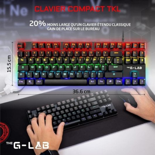 Clavier The G-Lab Mercury mecanique TKL layout FR avec switches Red et retroeclairage