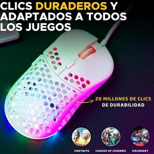 Maus The G-Lab KULT-OXYGEN-W Kabelgebunden 12800DPI Weiß RGB 6 Tasten