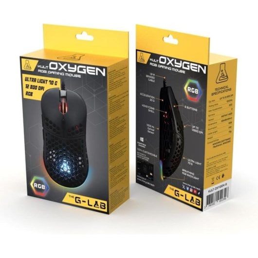 Maus The G-Lab KULT-OXYGEN-W Kabelgebunden 12800DPI Weiß RGB 6 Tasten