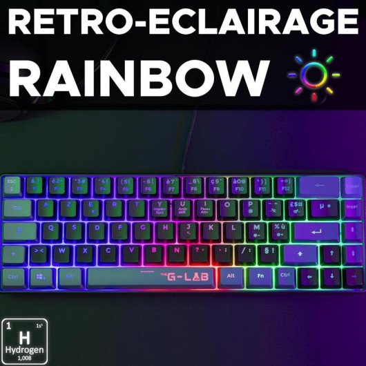 Teclado The G-Lab Keyz Hydrogen Gaming de Membrana 60% RGB Español