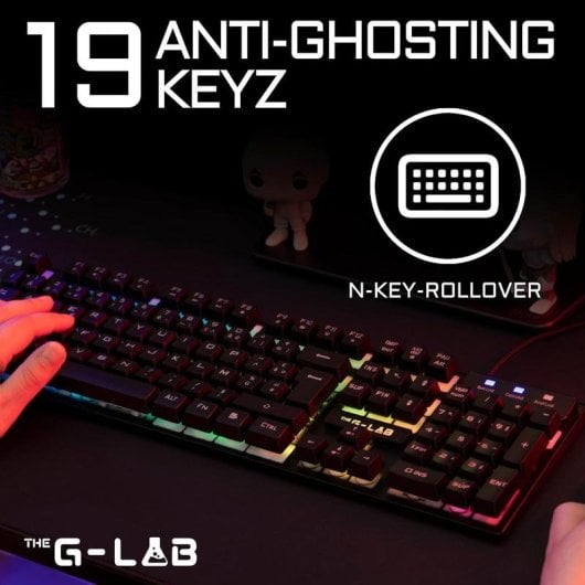 Tastatur The G-Lab Keyz Caesium Membran Layout FR AZERTY mit RGB und Makros