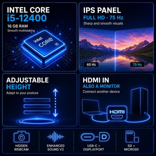 Alurin Flow AIO 27" Regulable i5-12400/16GB/1TB SSD/Sin SO