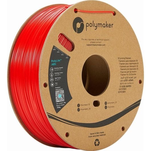 Filamento ABS Polymaker PolyLite PE01004 1,75 mm Vermelho Bobina