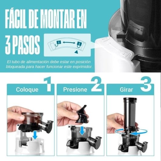 Exprimidor Ventray Mini Ginnie 60 RPM compact blanc extraction lente