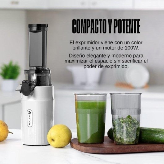 Exprimidor Ventray Mini Ginnie 60 RPM compact blanc extraction lente