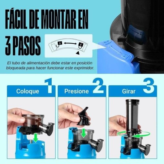 Exprimidor Ventray Mini Ginnie 60 RPM Compact Bleu Extraction Maximale