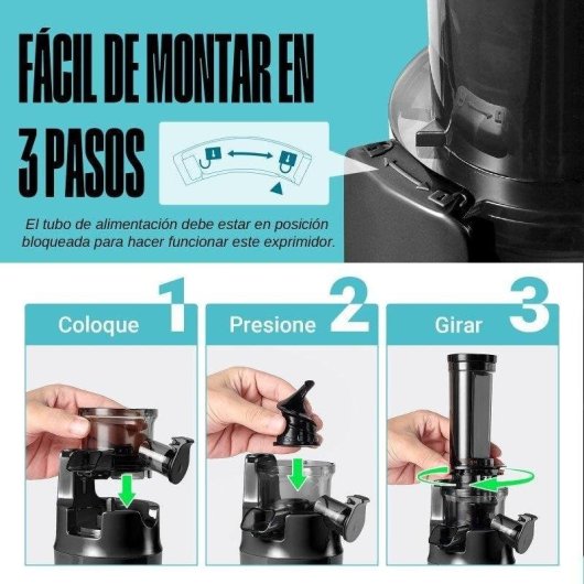 Exprimidor Ventray Mini Ginnie Compact 60 RPM Noir extraction maximale