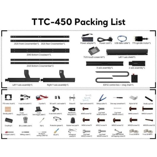 Fresatrice TwoTrees TTC450 Precisione 0,01 mm Area 460x460 mm 80W Touch