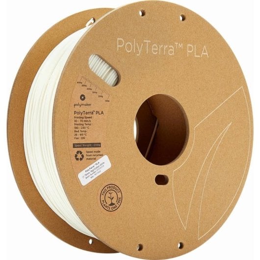 Filamento PLA Polymaker PolyTerra PM70822 1.75 mm Branco Eco Sustentável