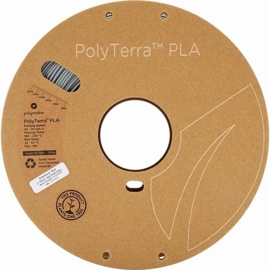 Filamento PLA Polymaker PolyTerra PM70824 1,75 mm Grigio Ecologico Rigido