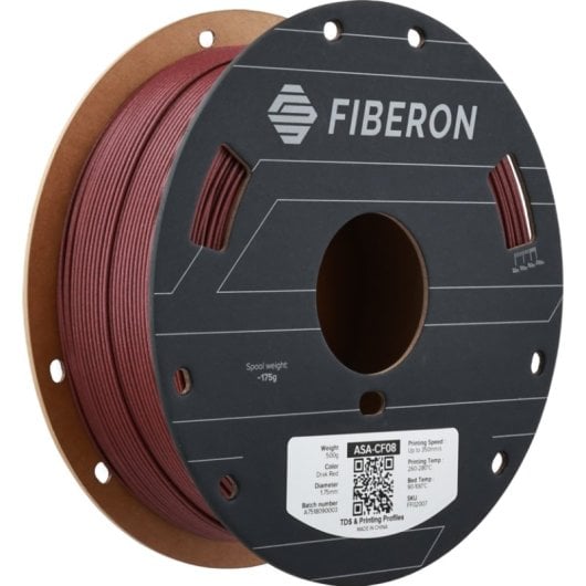 Filament ASA Polymaker Fiberon FF02007 1,75 mm rouge fibre de carbone 8%