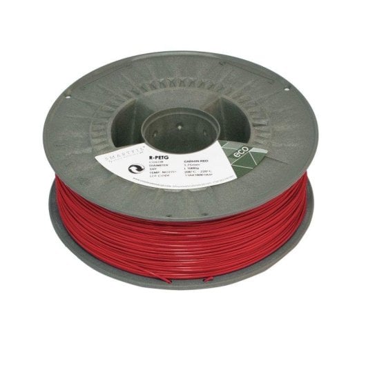 Smartfil Eco R-PETG Bobina de Filamento para Impresión 3D Alta Velocidad 1Kg 1.75mm Carmin Red